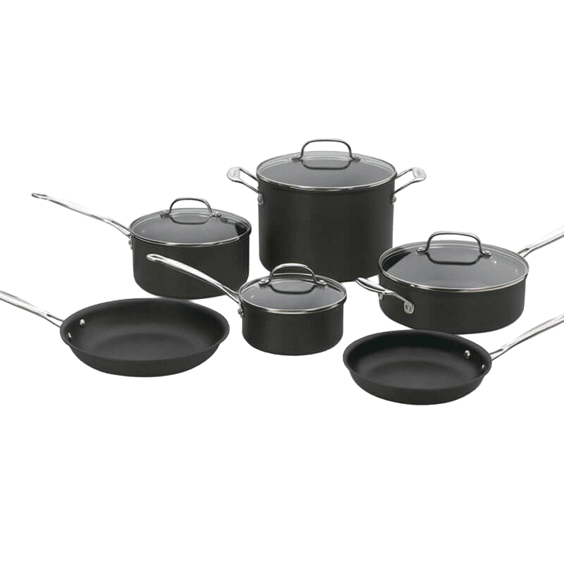 Chef's Classic 66-10 Cookware Set, Aluminum, Black, 10-Piece