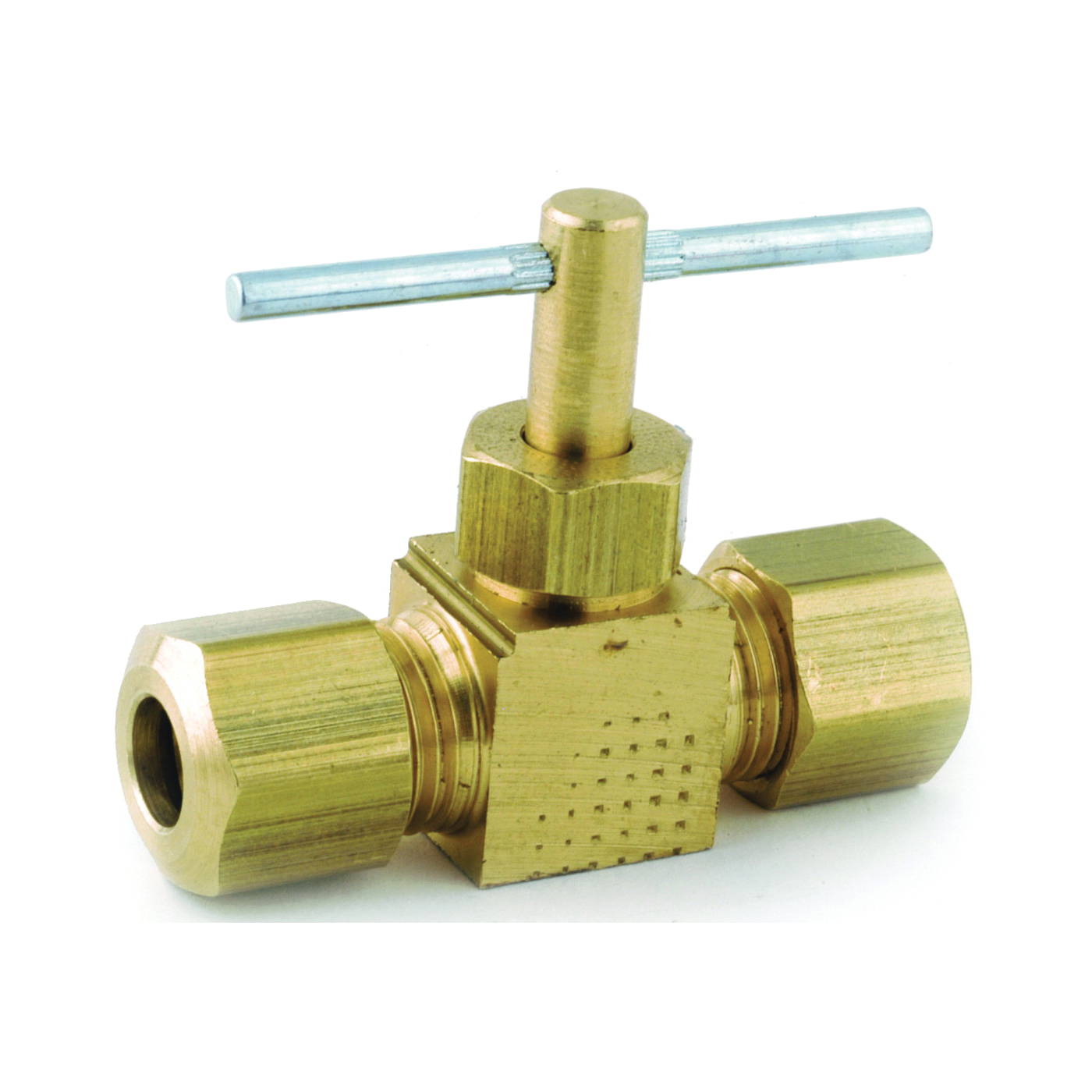 759106-04 Straight Needle Shut-Off Valve, 1/4 in Connection, Compression, 150 psi Pressure, Brass Body