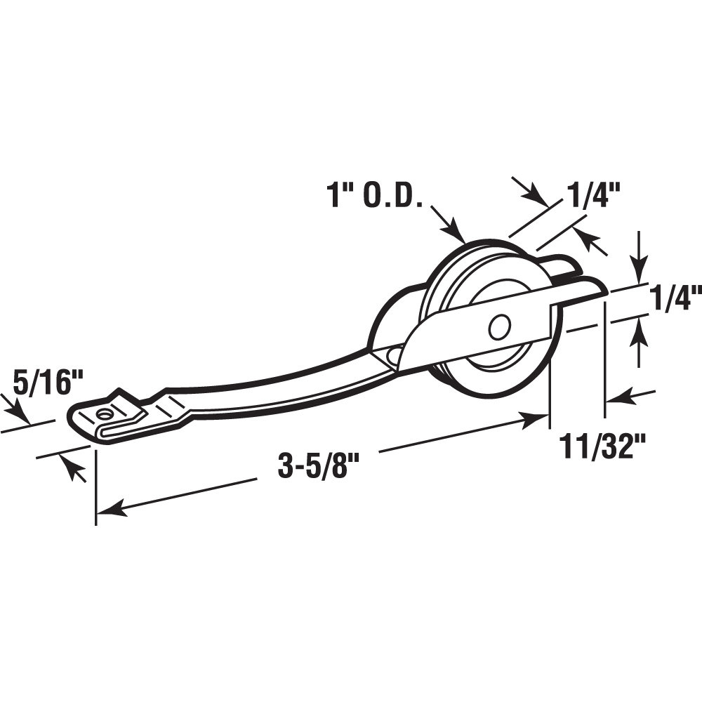 Prime-Line B 649 Roller Assembly, 1 in Dia Roller, 1/4 in W Roller, Plastic/Steel, Gray, 2-Roller - 4
