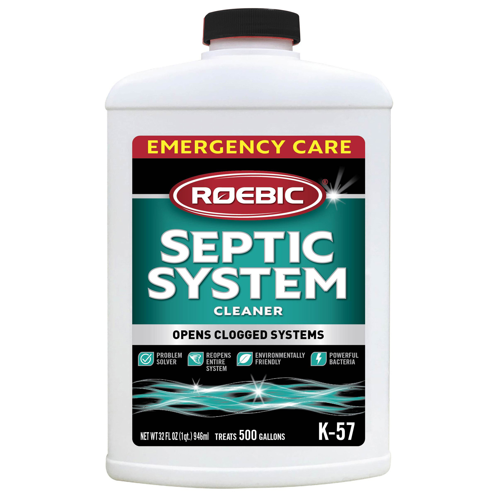 Roebic K-57 Septic System Cleaner, Liquid, Clear, 1 qt - 1