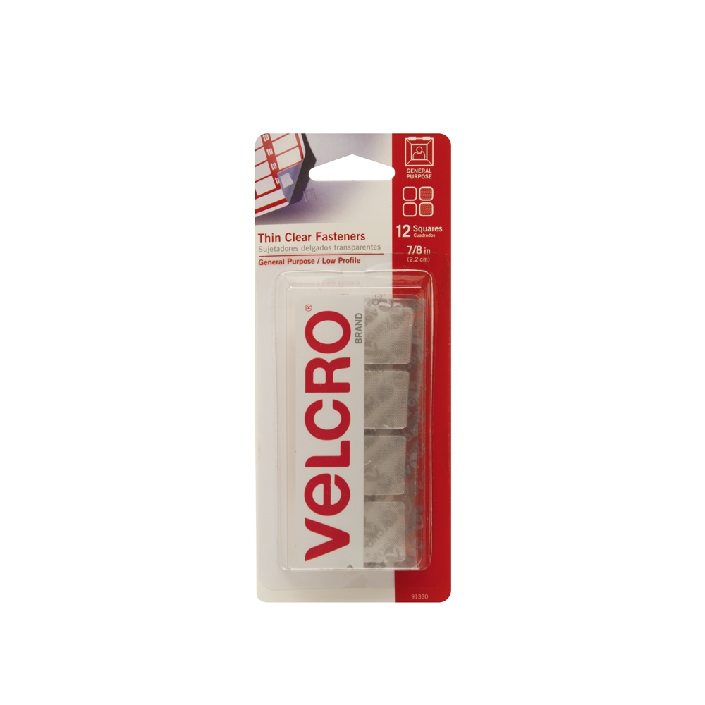 VELCRO Brand 91330 Fastener, 7/8 in W, 7/8 in L, Clear - 1