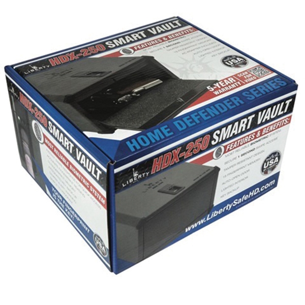 LIBERTY SAFE Home Defender HDX-250 Safe Handgun Vault, Steel, Gray, Textured, Biometric Lock, 1-Compartment - 3