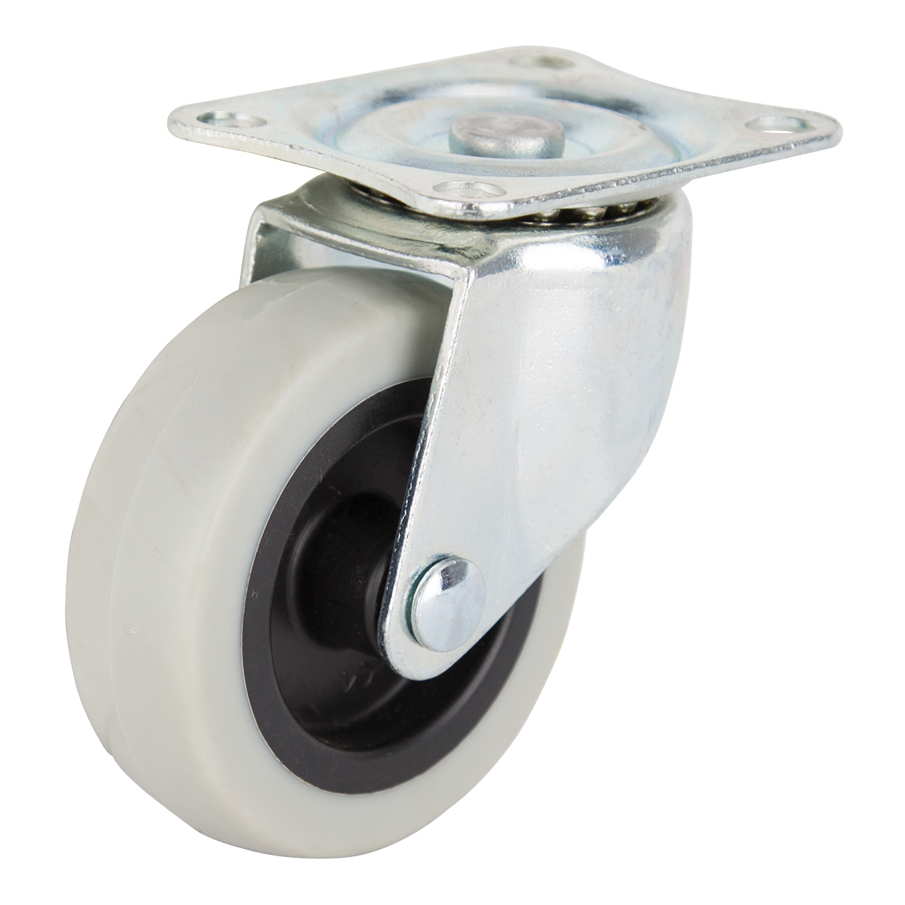 JC-N04-G Swivel Caster, 3 in Dia Wheel, 24 mm W Wheel, Thermoplastic Rubber Wheel, Gray, 130 lb