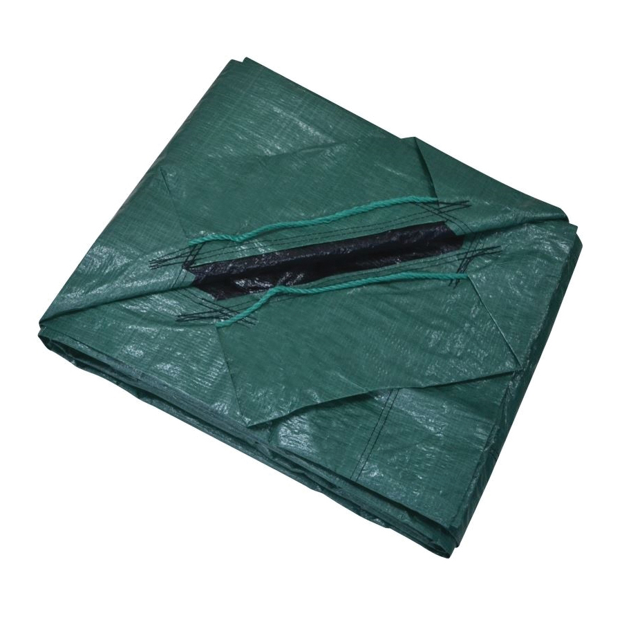 Y0909GG140 Yard Tarp with Drawstring, 9 ft L, 9 ft W, 8 mil Thick, Polyethylene, Green/Black