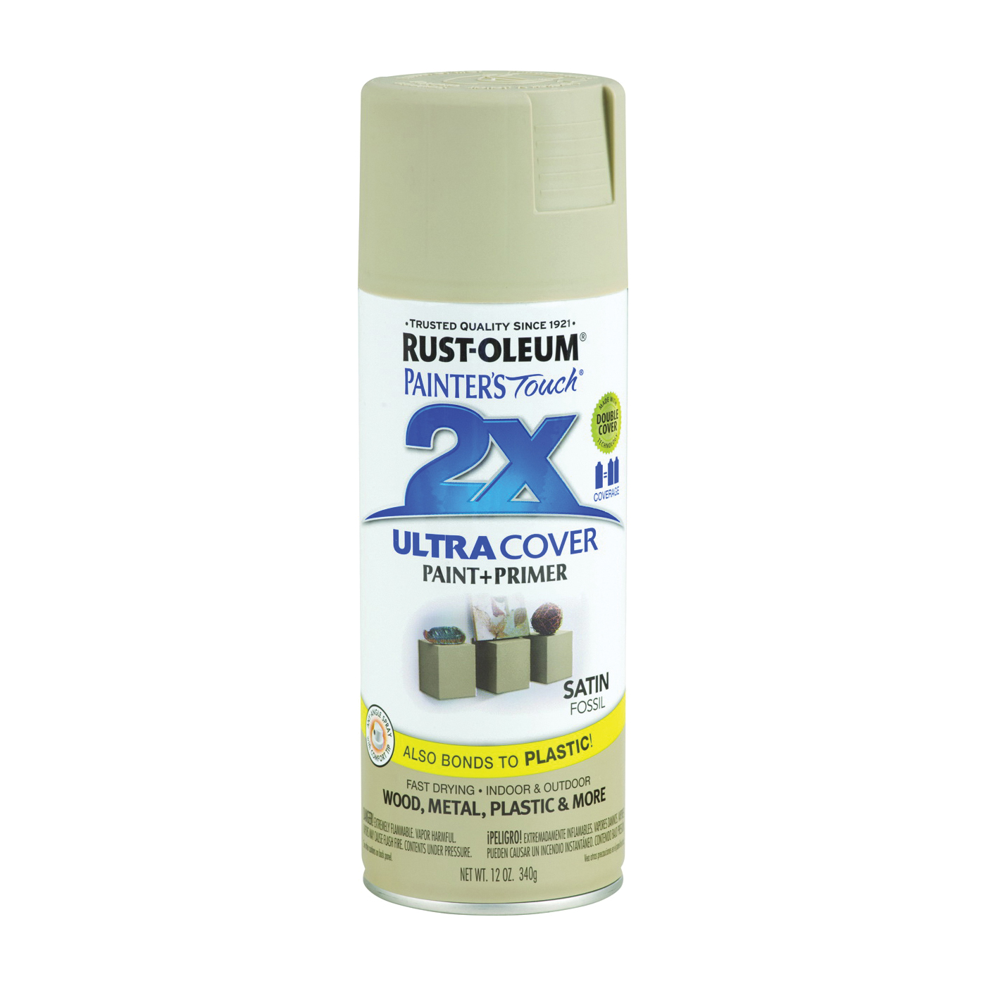 2X Ultra Cover 249080 Spray Paint, Satin, Fossil, 12 oz, Can - 1