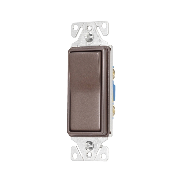 Wiring Devices 7500 Series 7501RB-K-L Decorator Switch, 1-Pole, 15 A, 120/277 V, SPST, Back Wire, Push Wire Terminal, Oil-Rubbed Bronze