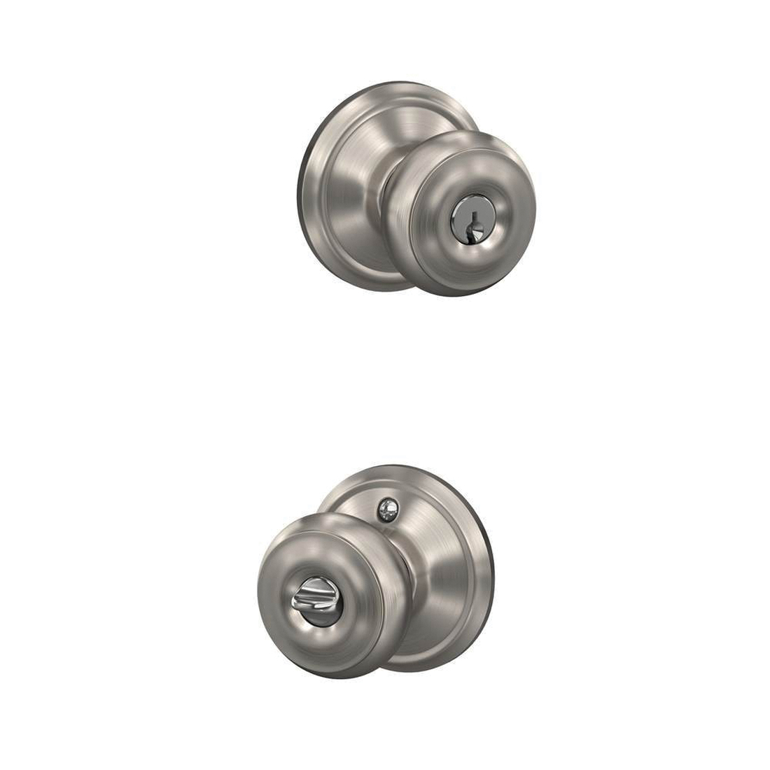 Georgian Series F51A VGEO619KA4 Entry Knob, Knob Handle, Satin Nickel, Metal, C Keyway, SmartKey, Residential, 2 Grade