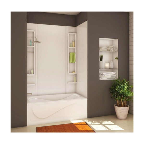 Finesse Series 101345-000-001 Bathtub Wall Kit, 33-1/2 in L, 61 in W, 80 in H, Acrylic, Smooth Wall, White