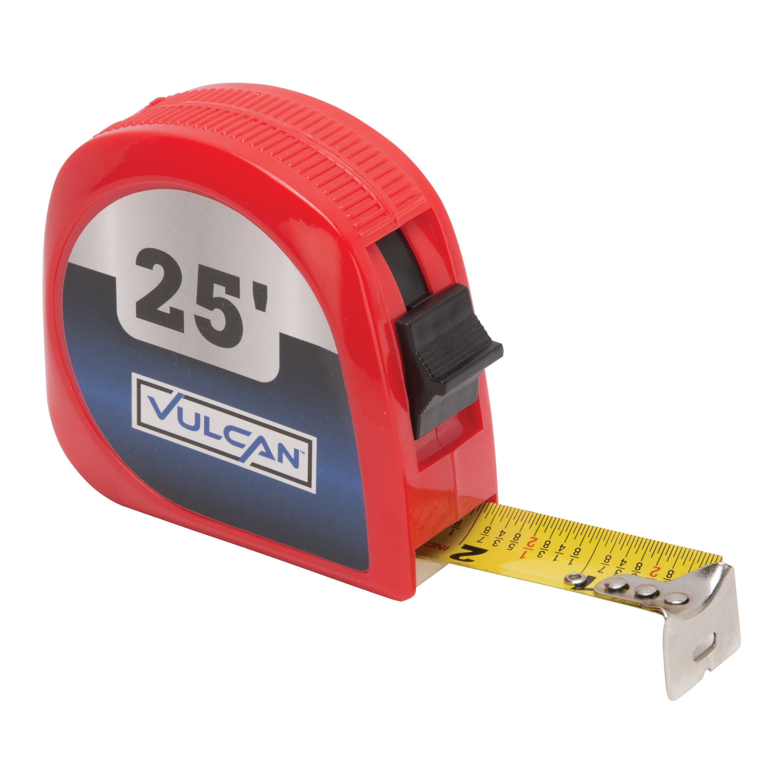 62-7.5X25-R Rule Tape, 25 ft L Blade, 1 in W Blade, Steel Blade, ABS Plastic Case, Red Case