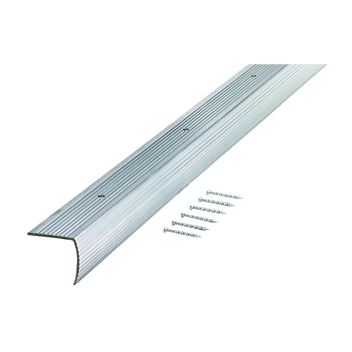 78022 Stair Edging, 36 in L, 1-1/8 in W, Aluminum, Silver