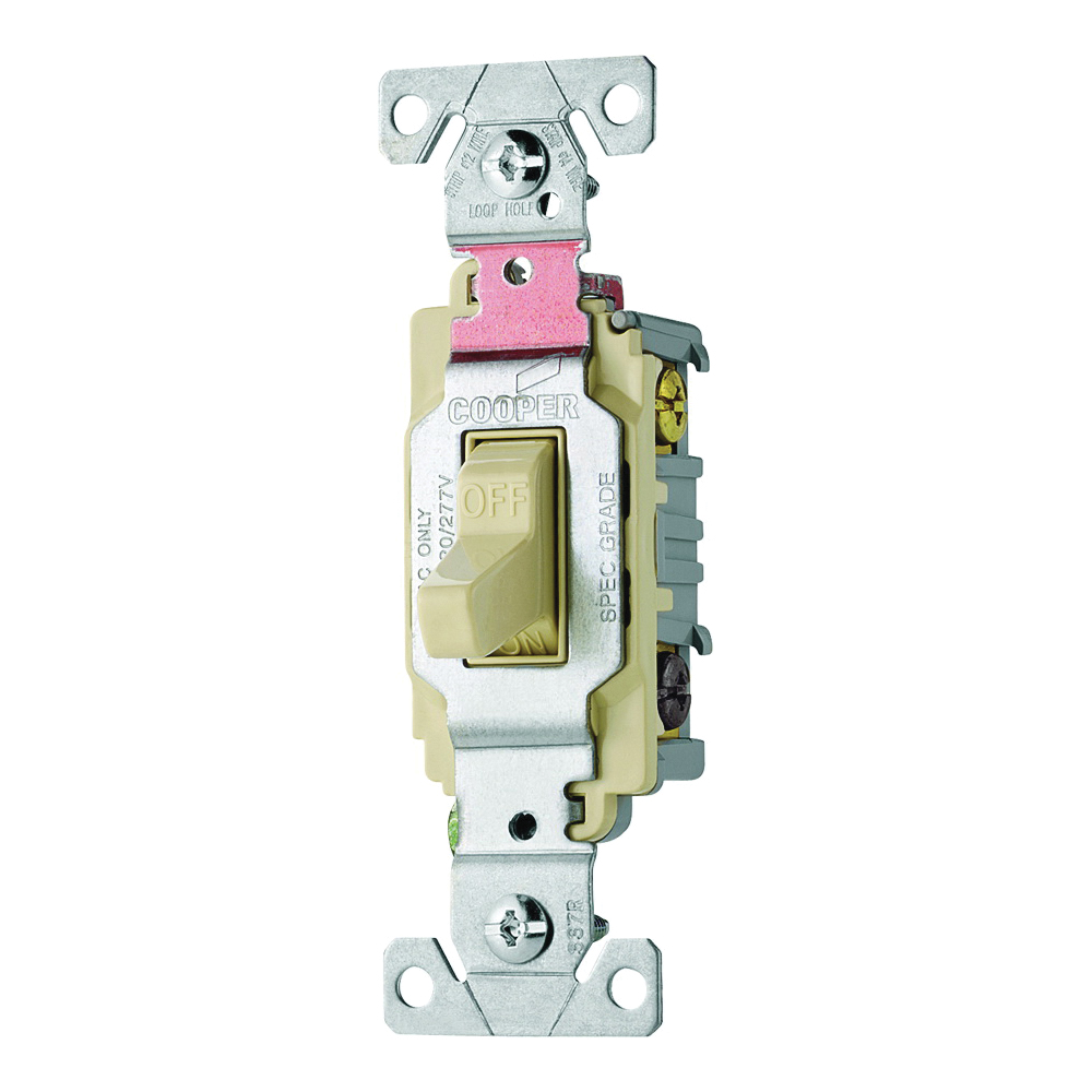 Wiring Devices CS320V Toggle Switch, 3-Pole, 20 A, 120/277 V, Screw Terminal, Ivory