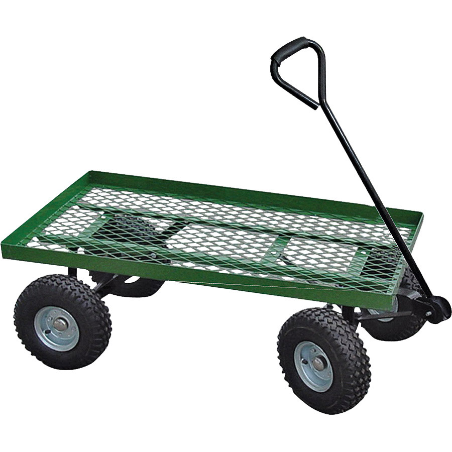YTL22114 Garden Cart, 600 lb, Steel Deck, 4 -Wheel, 10 in Wheel, Pneumatic Wheel, Comfort Grip Handle