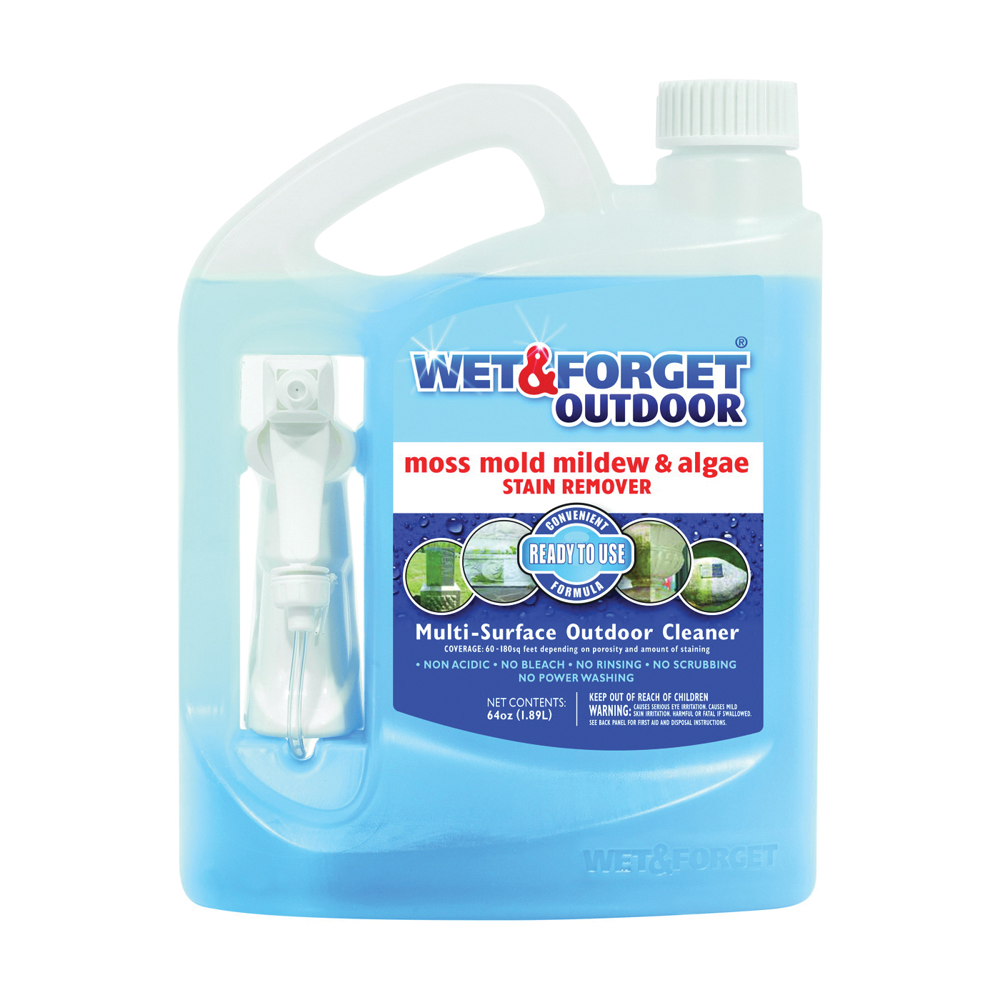 804064 Mold and Mildew Stain Remover, 64 oz Jug, Liquid, Unscented