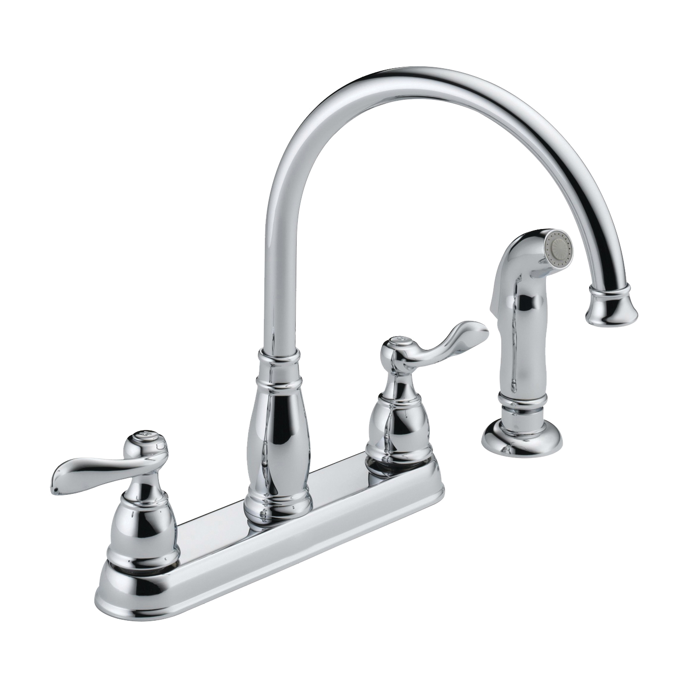 Windemere Series 21996LF-SS Kitchen Faucet with Side Sprayer, 1.8 gpm, 2-Handle, Plastic, Stainless Steel, Deck