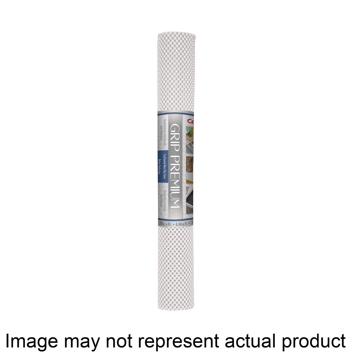 04F-C6O52-06 Grip Premium Shelf Liner, 4 ft L, 20 in W, Foam/PVC, Bright White