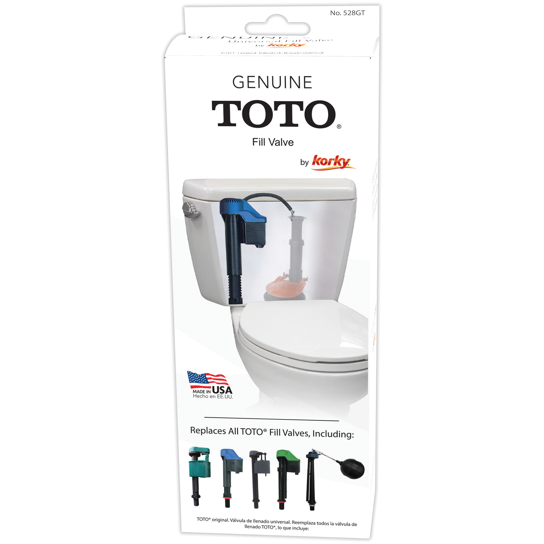 Genuine TOTO 528GT Fill Valve, Plastic Body, Anti-Siphon: Yes, For: Toto Toilets