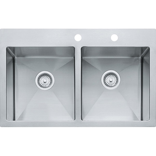 Vector Series HF3322-2 Kitchen Sink, 22 in OAW, 9 in OAH, 33 in OAD, Stainless Steel, Polished Satin