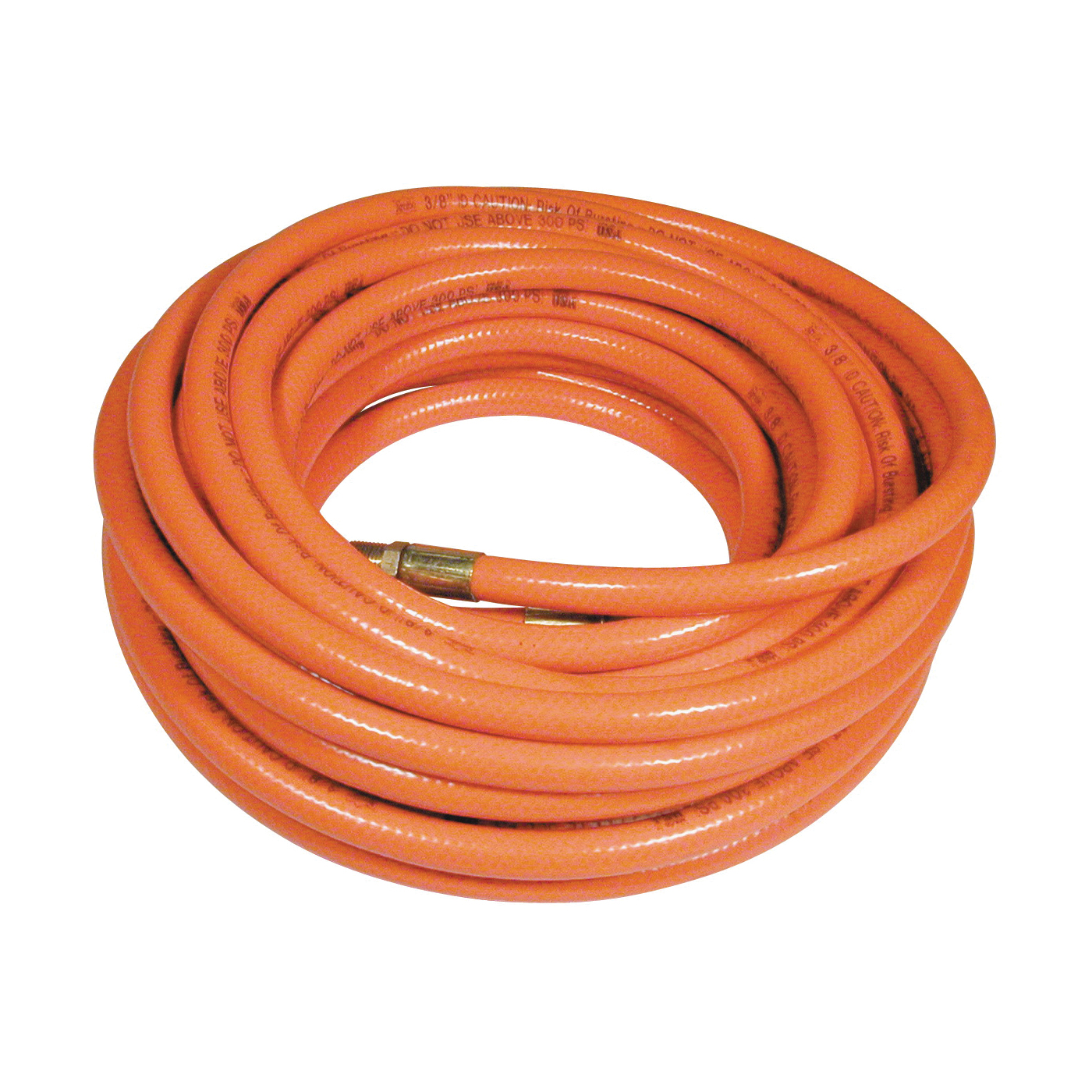 576-50A Air Hose, 3/8 in OD, 50 ft L, MNPT, 300 psi Pressure, PVC, Orange