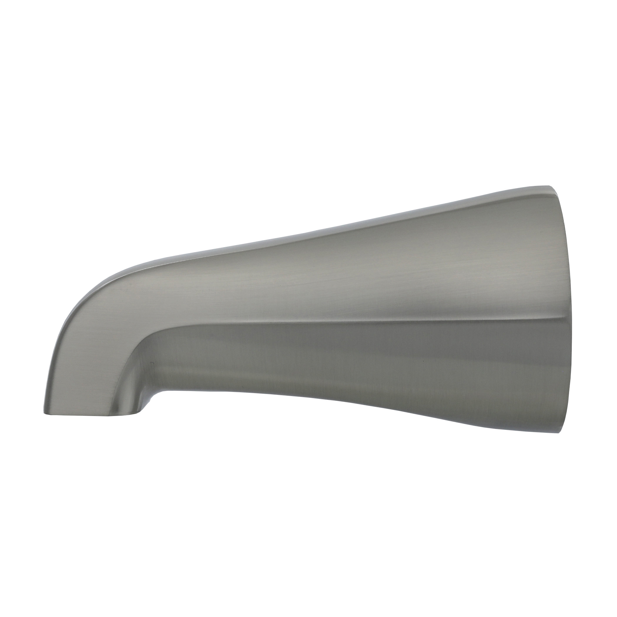 89247 Tub Spout, 9.4 in L, 1/2, 3/8 in Connection, Threaded, Metal, Brushed Nickel-Plated
