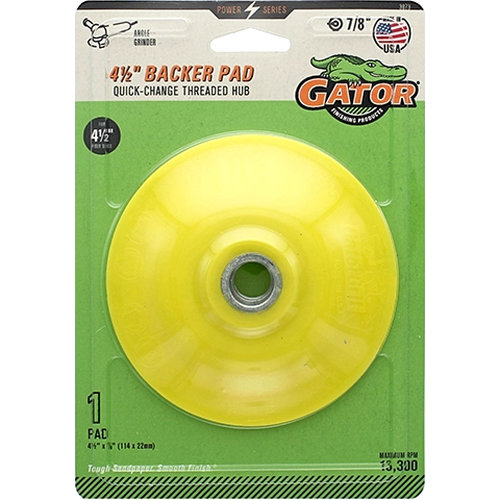 Gator 3873 Backing Pad, For: 4-1/2 in Random Orbit Sanders, 4-1/2 in Dia, Zirconium Oxide