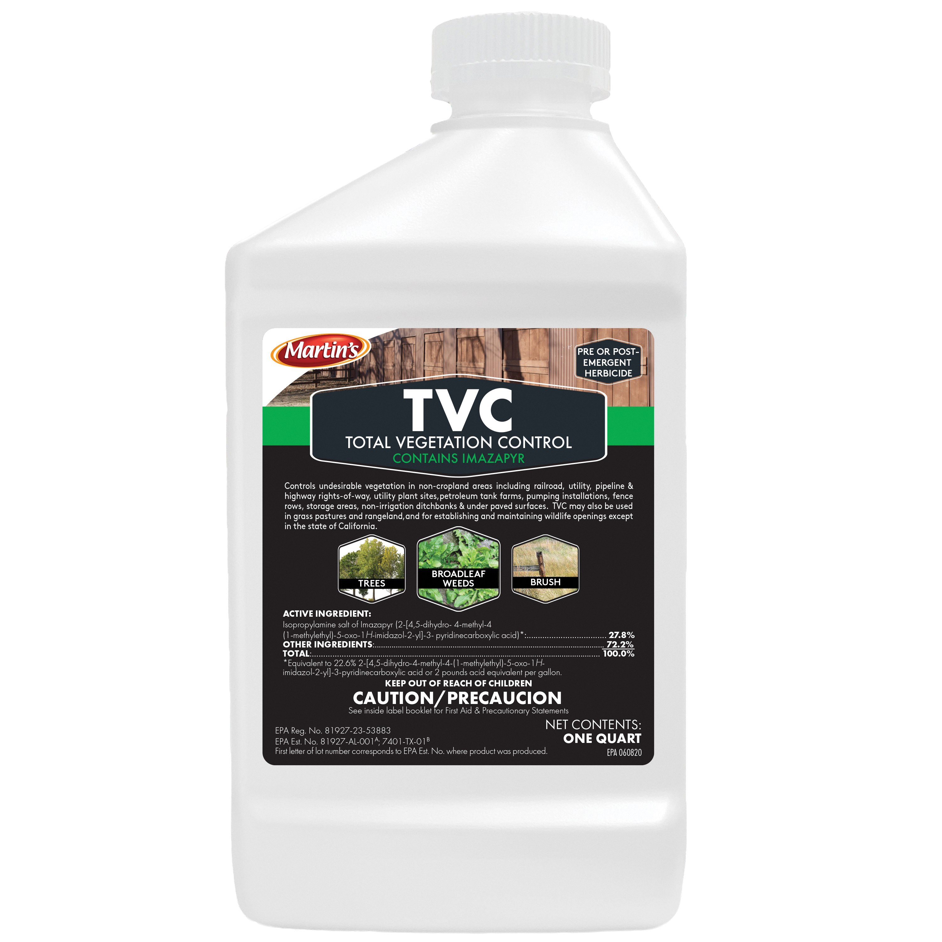 82004985 Total Vegetation Control, Liquid, Light Amber, 1 qt Bottle