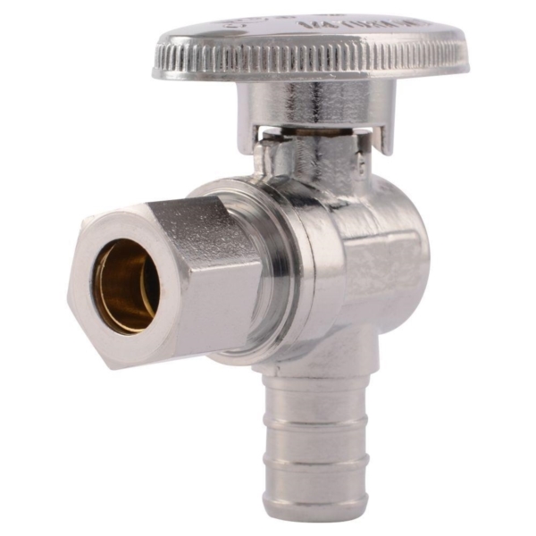 SharkBite 23058LF Angle Stop Valve, 1/2 x 3/8 in Connection, Compression, 80 to 160 psi Pressure, Brass Body - 1