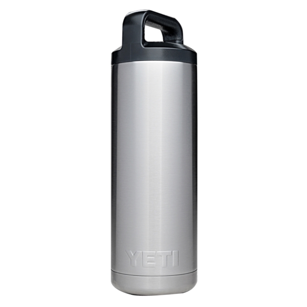 YETI Rambler 21070100001 Insulated Bottle, Round, 18 oz Capacity, Stainless Steel, Stainless Steel - 1