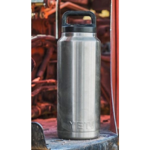 YETI Rambler 21070110001 Insulated Bottle, Round, 36 oz Capacity, Stainless Steel, Stainless Steel - 1