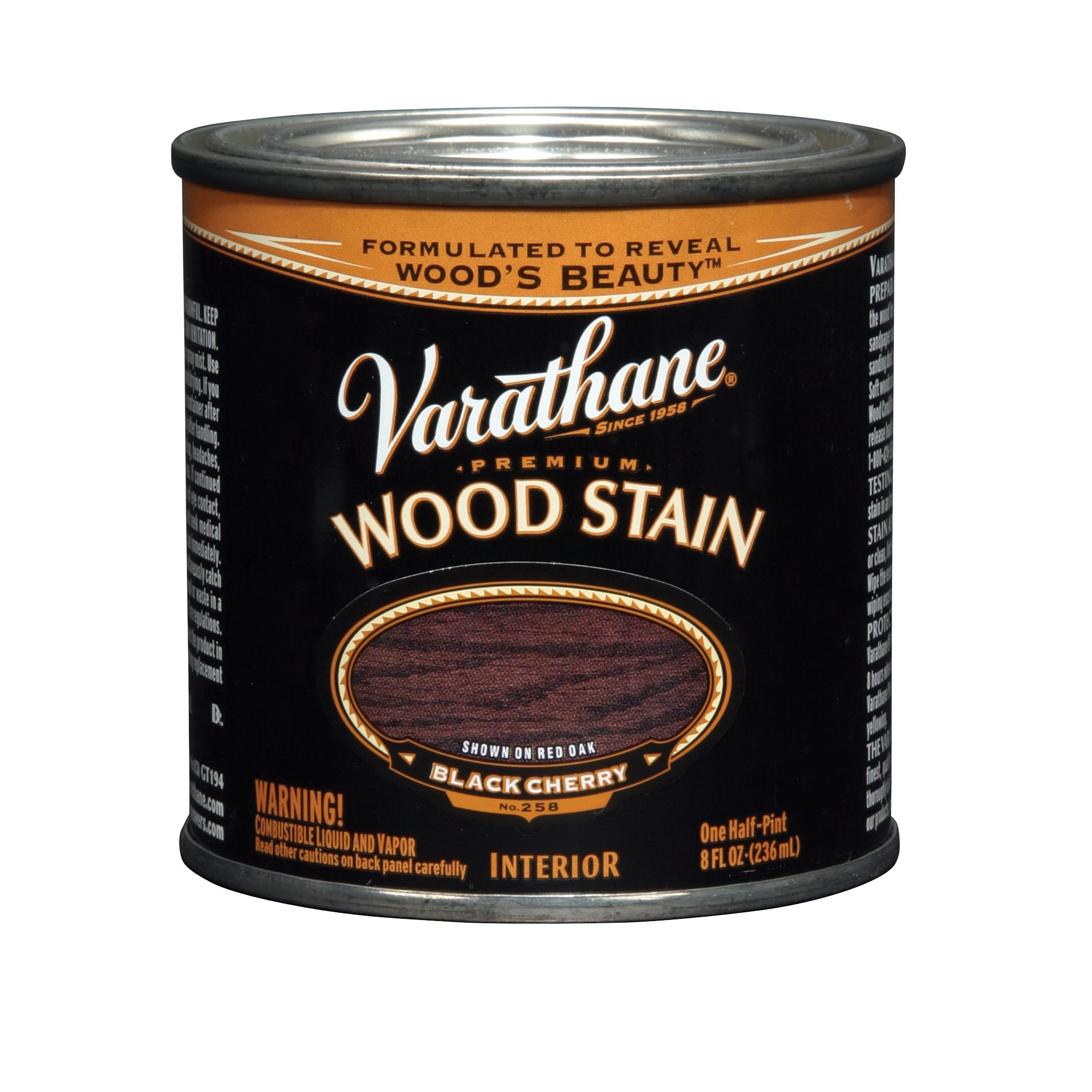 VARATHANE 241413 Wood Stain, Black Cherry, Liquid, 0.5 pt - 1