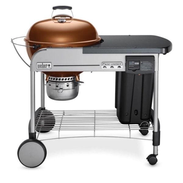 Weber Performer 15502001 Deluxe Charcoal Grill, 2 -Grate, 363 sq-in Primary Cooking Surface, Copper, CharBin Storage