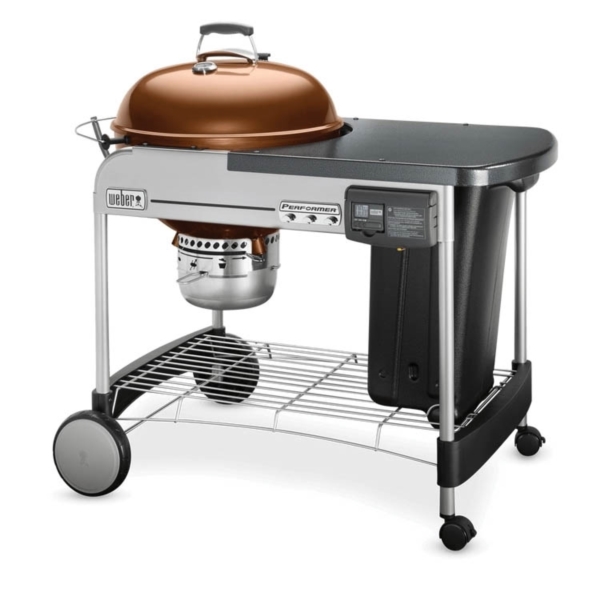Weber Performer 15502001 Deluxe Charcoal Grill, 2 -Grate, 363 sq-in Primary Cooking Surface, Copper, CharBin Storage
