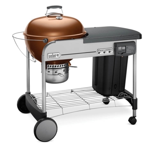 Weber Performer 15502001 Deluxe Charcoal Grill, 2 -Grate, 363 sq-in Primary Cooking Surface, Copper, CharBin Storage