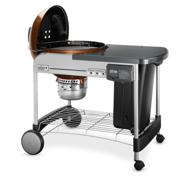 Weber Performer 15502001 Deluxe Charcoal Grill, 2 -Grate, 363 sq-in Primary Cooking Surface, Copper, CharBin Storage