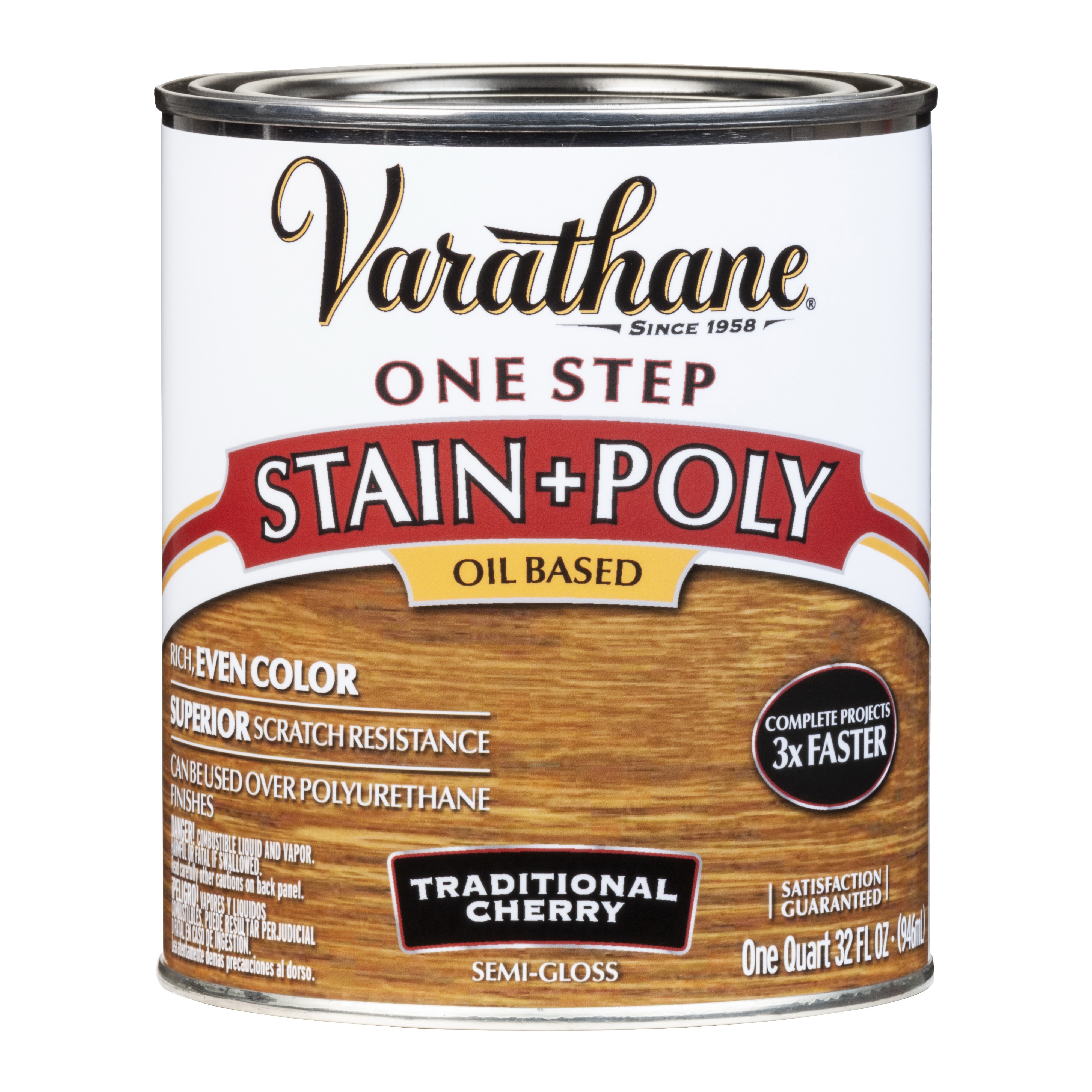 225246H Stain and Polyurethane, Semi-Gloss, Cherry, Liquid, 1 qt