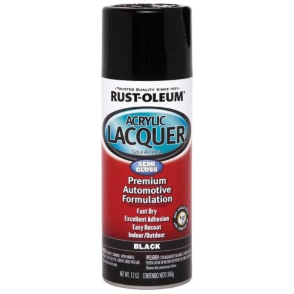 Rust-Oleum 253365 Acrylic Lacquer, Gloss, Black, 12 oz, Aerosol Can