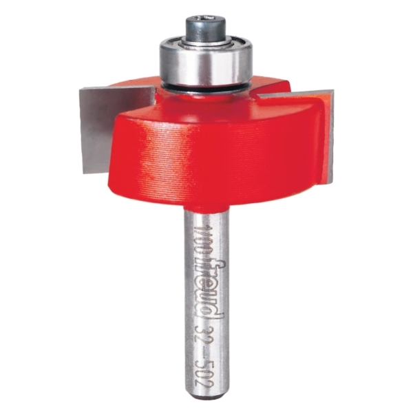 Router Rabbetting Bit Set With Bearings, Freud, 1-3/8 in Dia Cutter, 1/4 in Dia Shank - 1