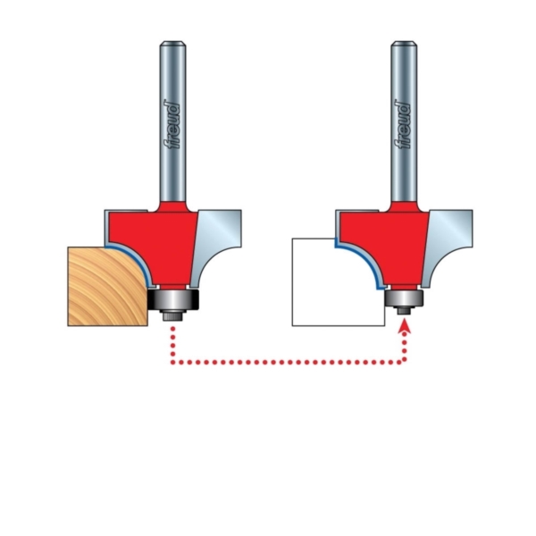 Freud 34-100 Router Bit, 5/8 in Dia Cutter, 2-3/16 in OAL, 1/4 in Dia Shank, 2-Cutter, Carbide