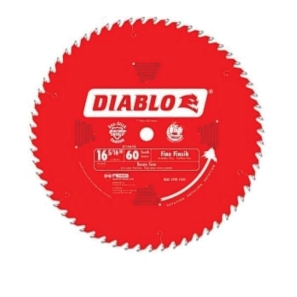 D1660X Beam Saw Blade, 16-5/16 in Dia, 1 in Arbor, 60-Teeth, Carbide Cutting Edge