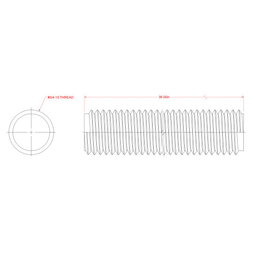 Steelworks 11039 Threaded Rod, 3/4-10 Thread, 3 ft L, Steel, Zinc, Coarse Thread