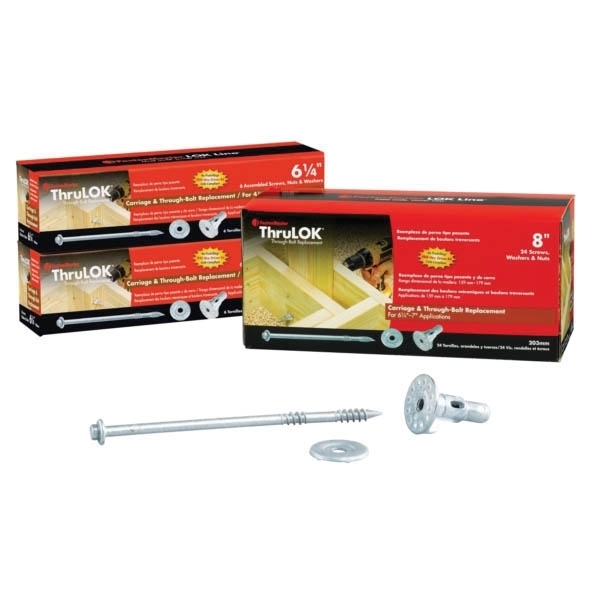 Structural Screw and Nut, Fastenmaster, Thrulok, 6-1/4 in L, Hex Cap Washer Head, Galvanized Coating, 24 pk - 4