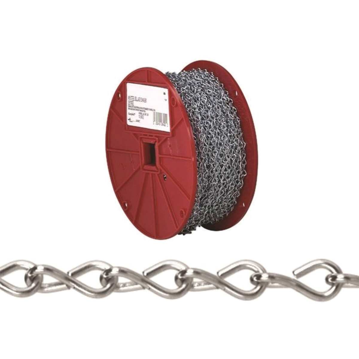 AW0801427 Single Jack Chain, #14, 200 ft L, Carbon Steel, Zinc-Plated, 16 lb Working Load