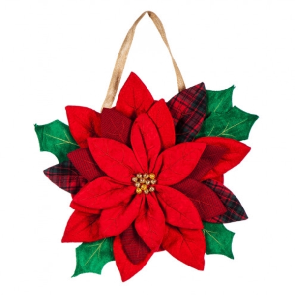 Evergreen Garden Burlap Boutique 2DHBE1329 Poinsettia Door Hanger, Poly-Burlap - 1