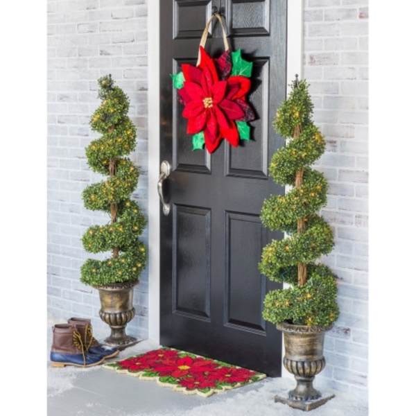 Evergreen Garden Burlap Boutique 2DHBE1329 Poinsettia Door Hanger, Poly-Burlap - 3