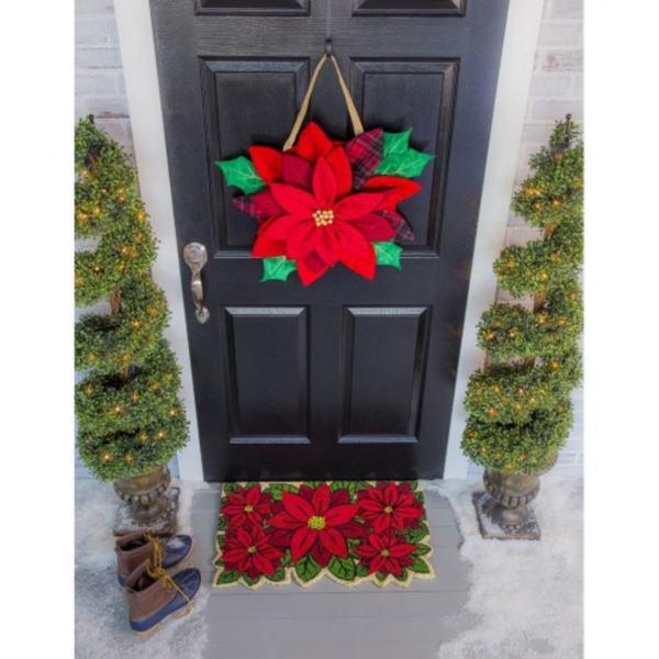 Evergreen Garden Burlap Boutique 2DHBE1329 Poinsettia Door Hanger, Poly-Burlap - 4