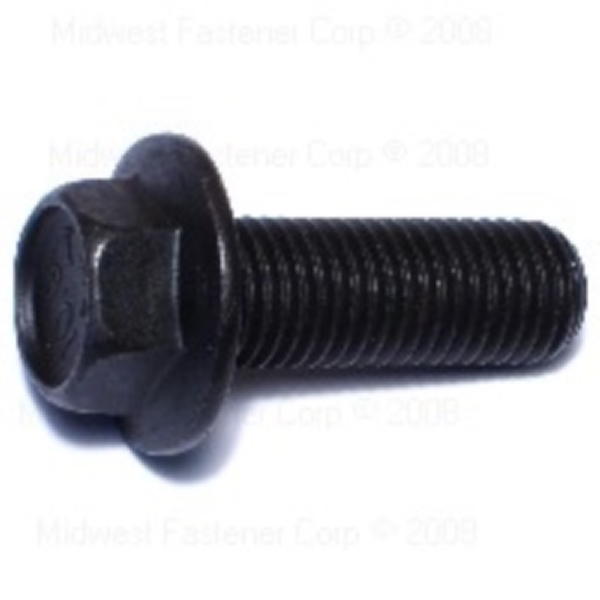 88306 Flange Bolt, M16-2 Thread, 45 mm OAL, Steel, Black Phosphate, Metric Measuring, Coarse Thread