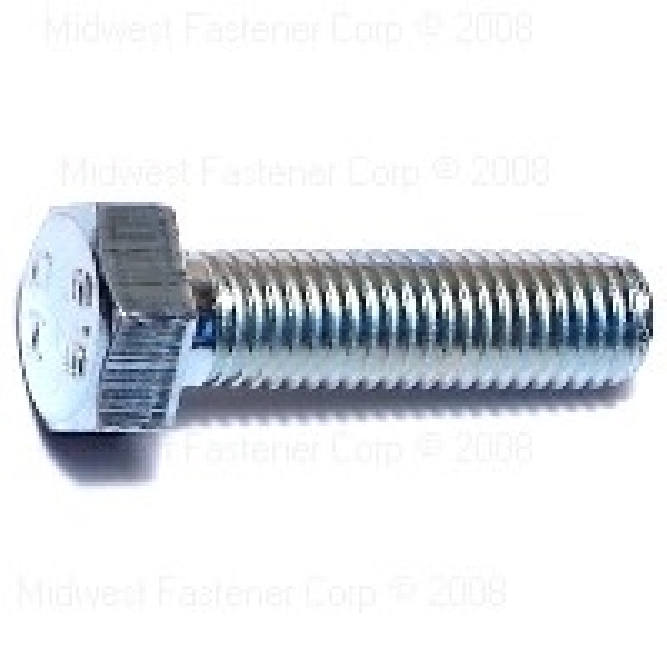 82625 Hex Cap Screw, M7-1 Thread, 25 mm OAL, 8.8 Grade, Steel, Zinc, Metric Measuring, Coarse Thread, 12/PK