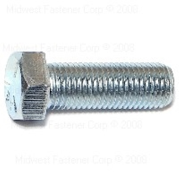 80043 Hex Cap Screw, 7/16-20 Thread, 1-1/4 in OAL, 5 Grade, Steel, Zinc, SAE Measuring, Fine Thread, 8/PK