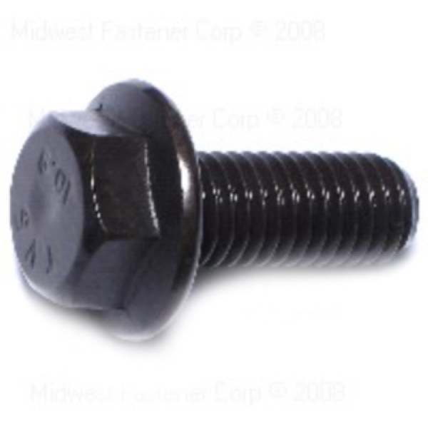 88008 Flange Bolt, M10-1.5 Thread, 25 mm OAL, 10.9 Grade, Steel, Black Phosphate, Metric Measuring, 6/PK