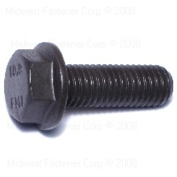 88009 Flange Bolt, M10-1.5 Thread, 30 mm OAL, 10.9 Grade, Steel, Black Phosphate, Metric Measuring, 6/PK