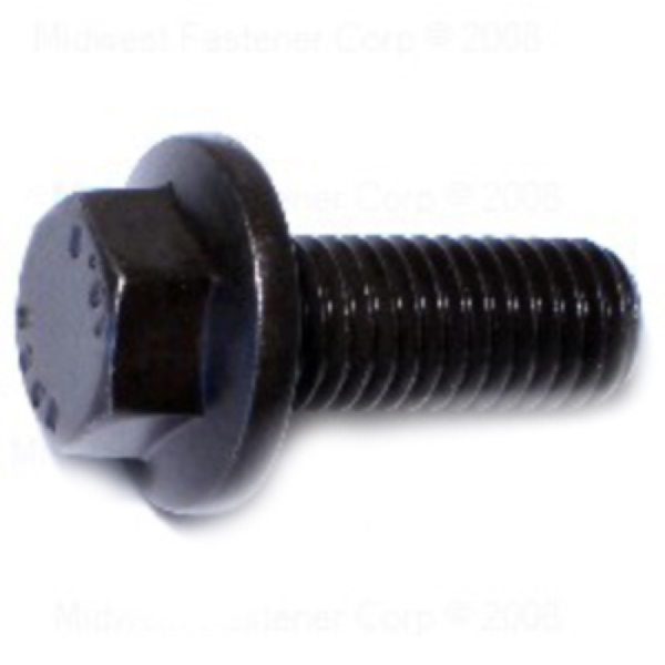 88290 Flange Bolt, M12-1.75 Thread, 30 mm OAL, 10.9 Grade, Steel, Black Phosphate, Metric Measuring, 6/PK